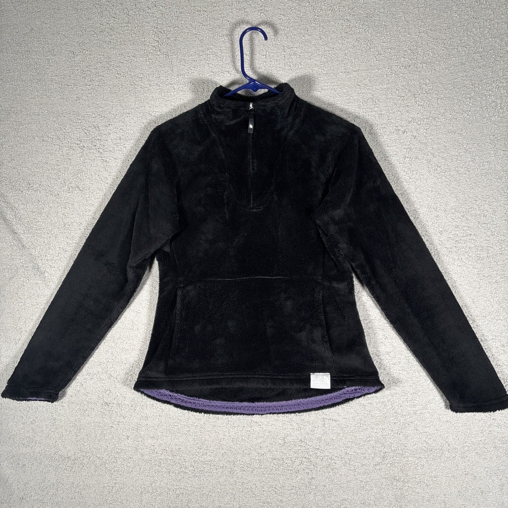 The North Face Women Osito Quarter Zip Fleece Pullover Black Purple XS Mock Neck